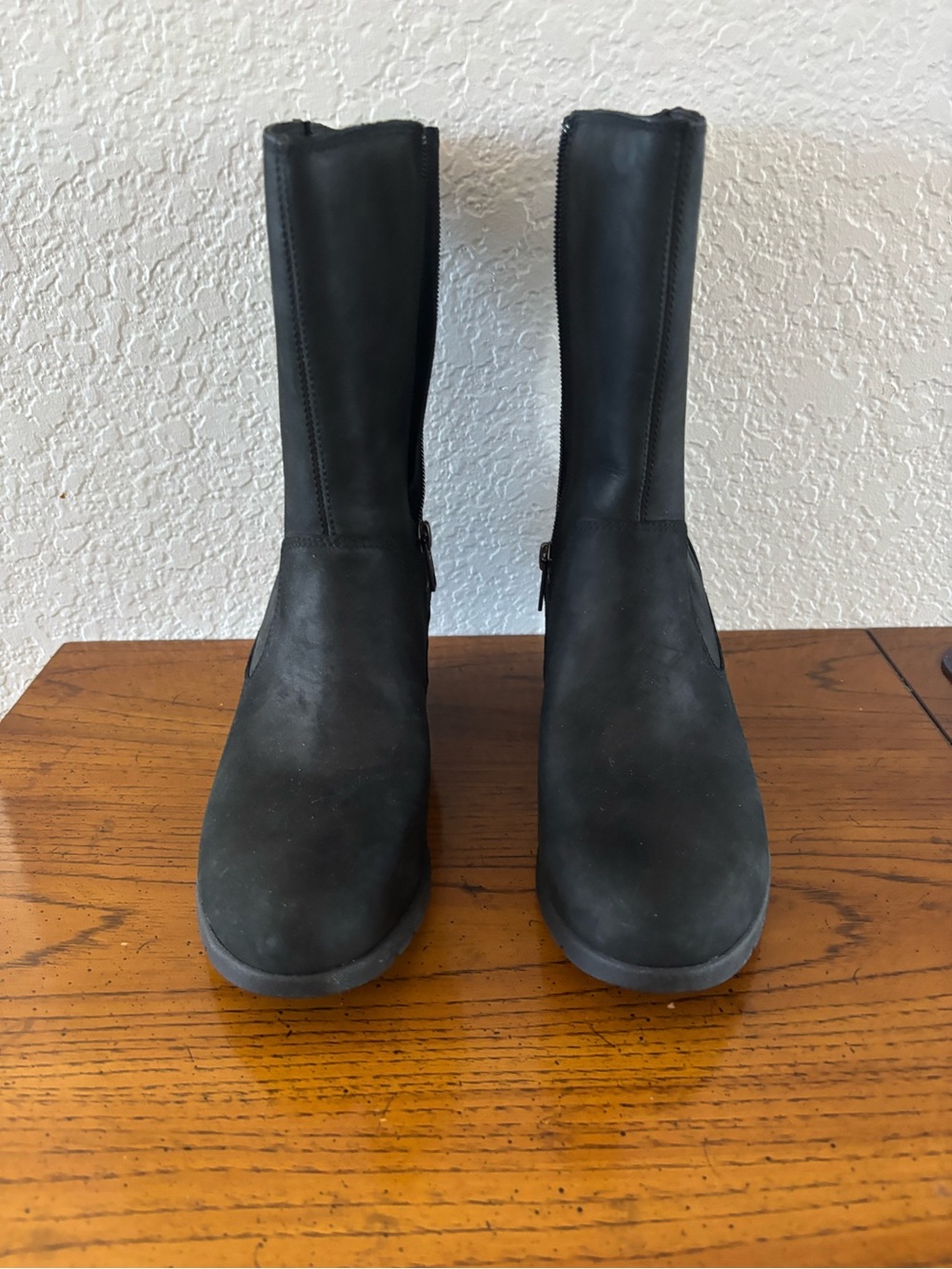 UGG Black Wedge Mid-Calf Zip Boots - Picture 2 of 3